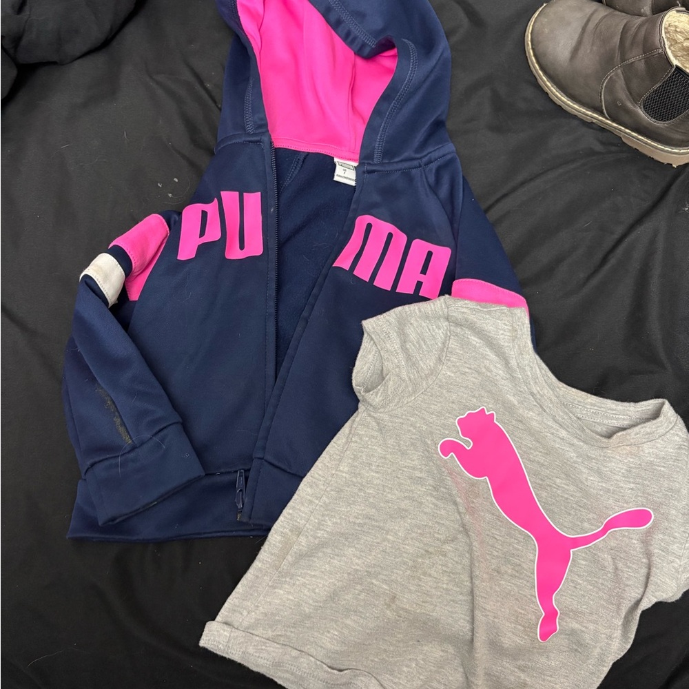 PUMA Blue and Pink Hoodie Sweatshirt